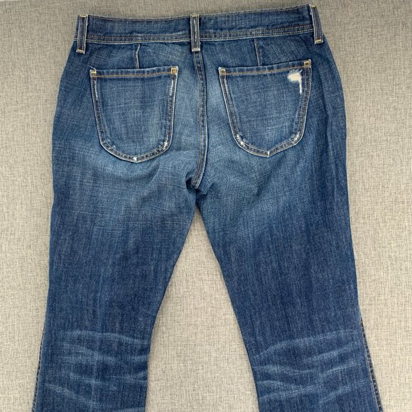 Old Navy Ultra Low‎ Rise Slim Boot Jeans 100% Cotton Size 6 Distressed Button - Picture 9 of 15